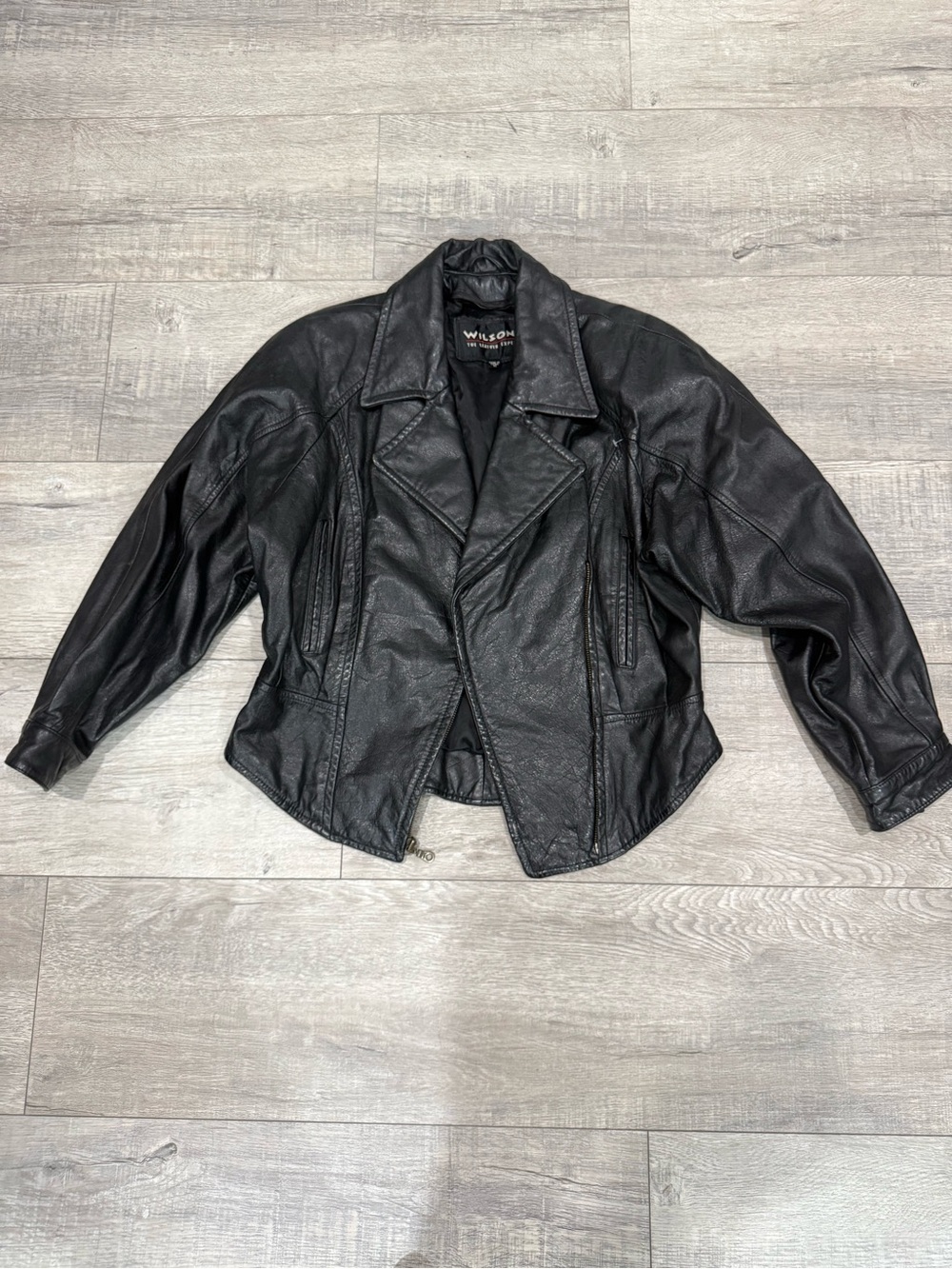 Vintage 1990s Wilson Black Leather Moto Jacket for Women